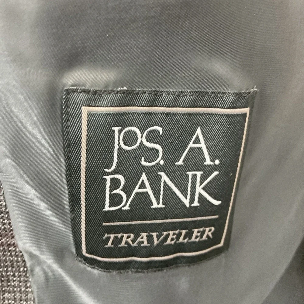Jos A Bank Men's Blazer Sportcoat 44L Tailored Fit Check Grey